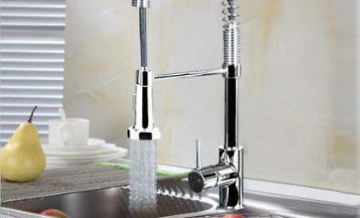 Chrome mixer tap running water