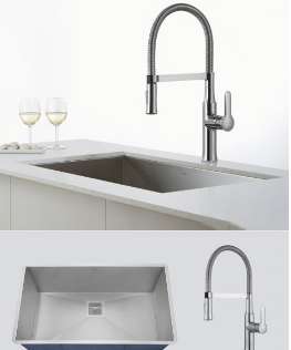 Topmount kitchen sink and tap