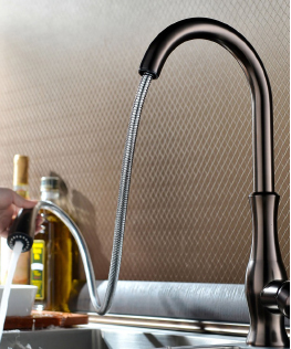 Kitchen mixer tap over double sink
