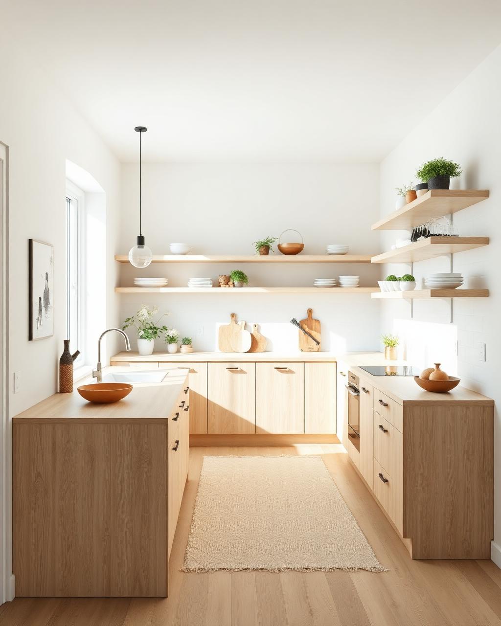 Light oak scandinavian kitchen